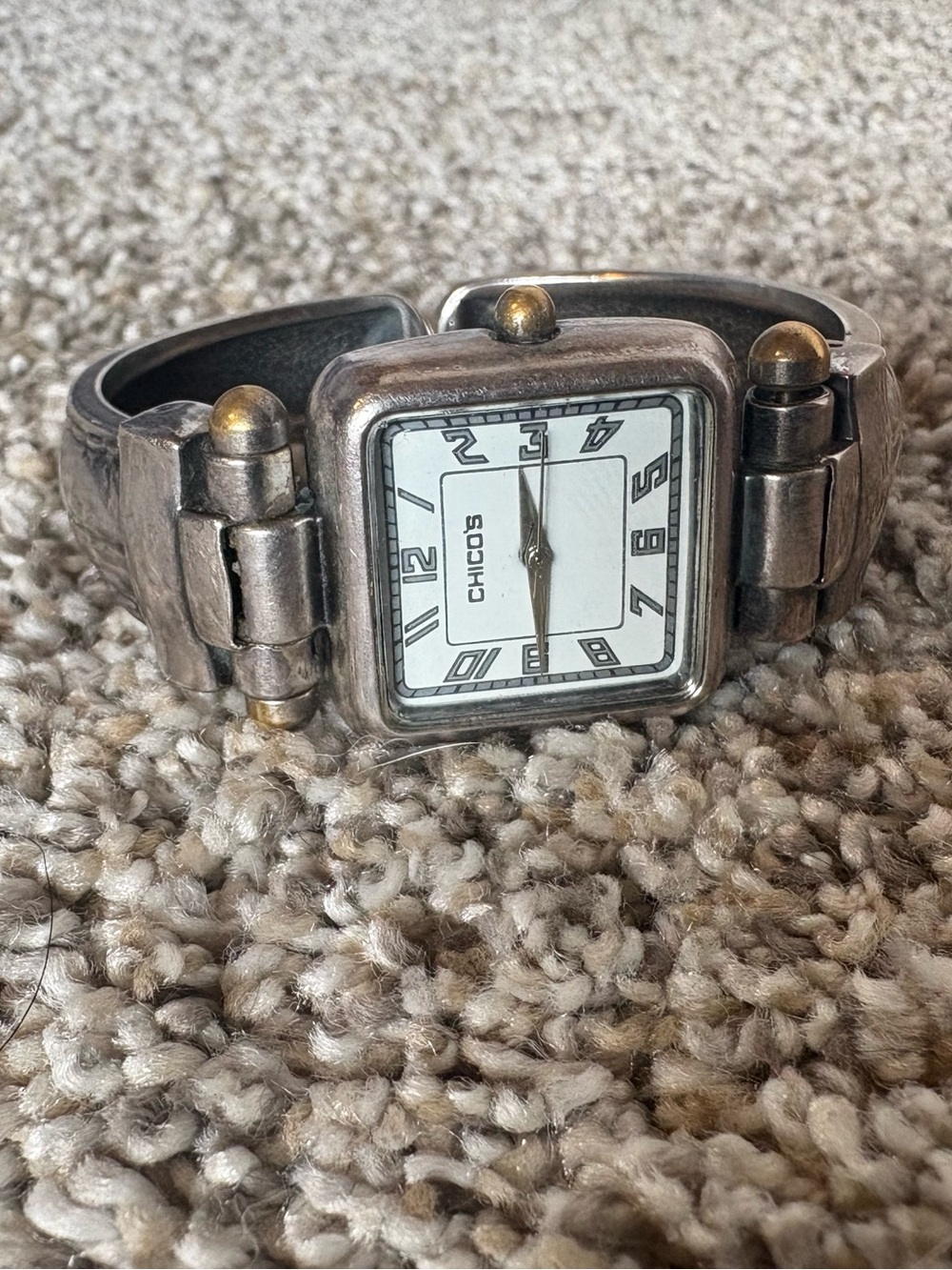 Chico’s Silver-Tone Square Dial Bracelet Watch with Gold Accents - Women’s